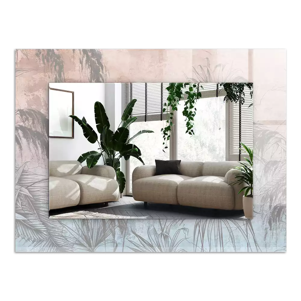 Miroir avec imprimé décoratif rectangulaire Plantes pastelles