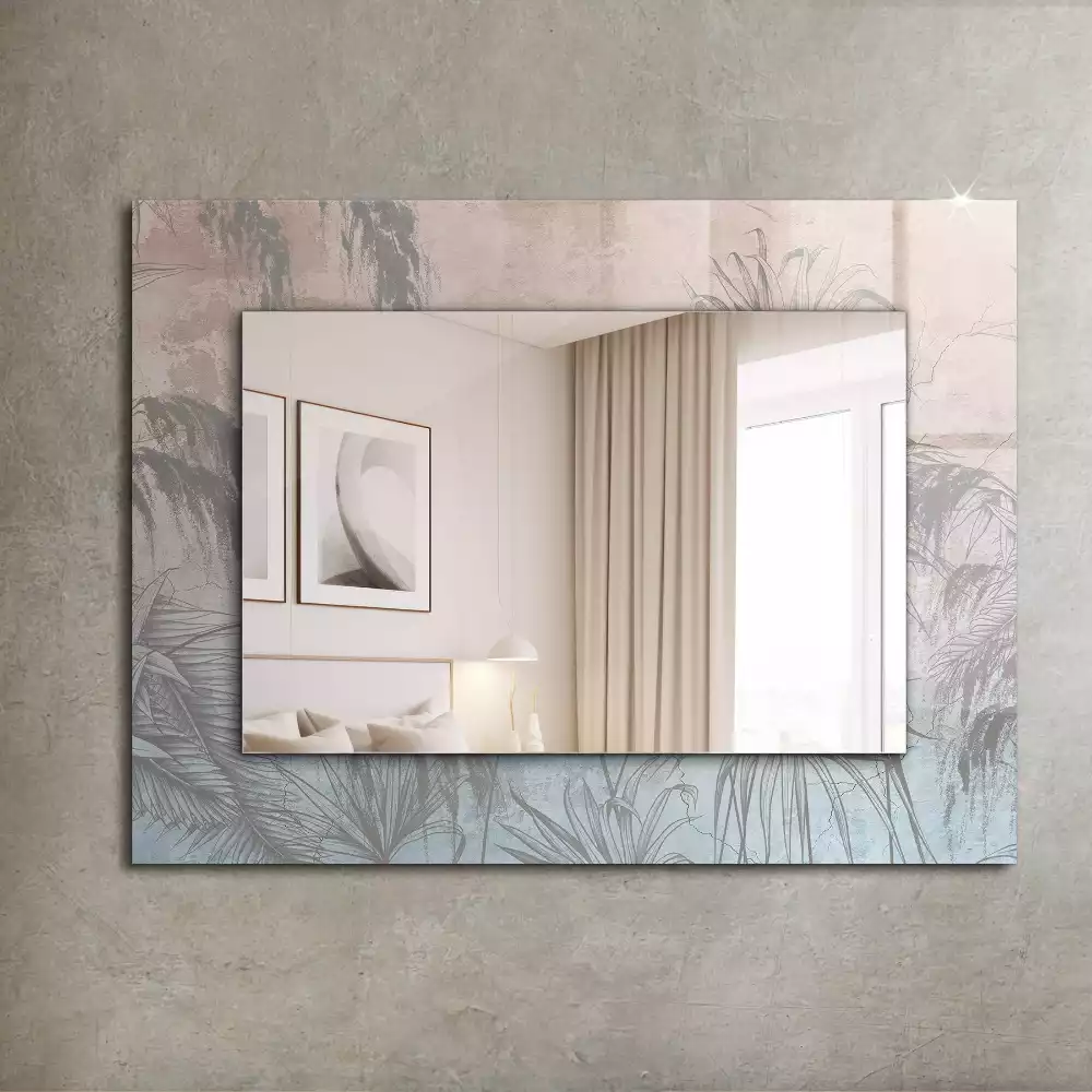 Miroir avec imprimé décoratif rectangulaire Plantes pastelles