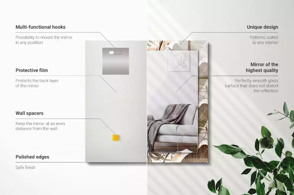 Miroir décoratif rectangulaire Feuilles motif tropical