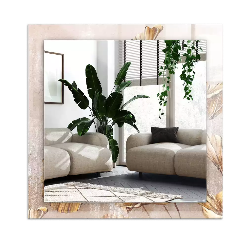 Miroir avec imprimé rectangulaire Fleurs vintage