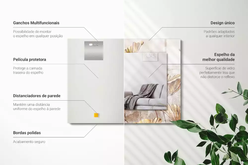 Miroir avec imprimé rectangulaire Fleurs vintage