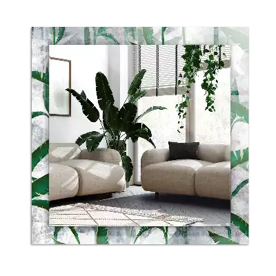 Miroir avec imprimé décoratif rectangulaire Feuilles vertes plante