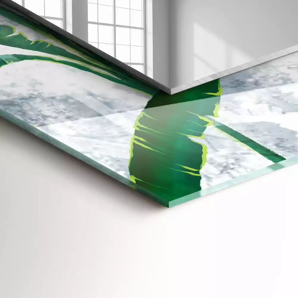 Miroir avec imprimé décoratif rectangulaire Feuilles vertes plante