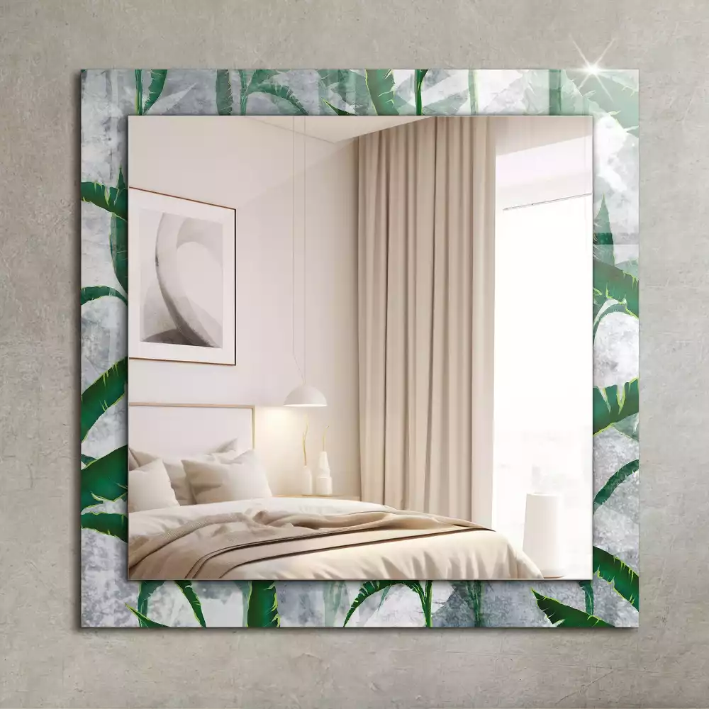 Miroir avec imprimé décoratif rectangulaire Feuilles vertes plante