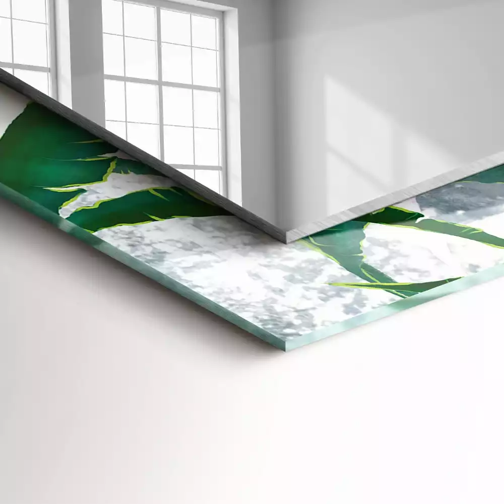 Miroir avec imprimé décoratif rectangulaire Feuilles vertes plante
