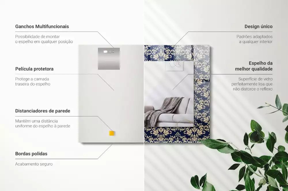 Miroir décoratif rectangulaire Motif victorien tapisserie