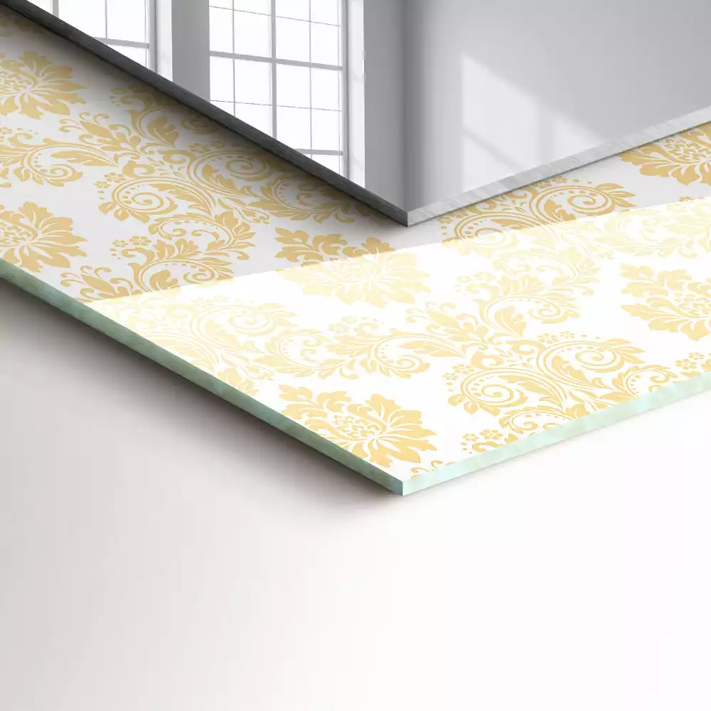 Miroir avec imprimé rectangulaire Ornements jaunes