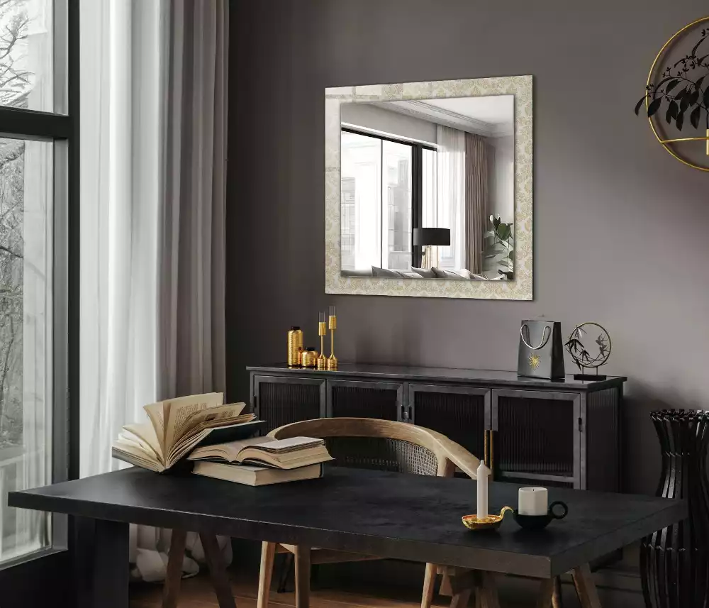 Miroir avec imprimé rectangulaire Ornements jaunes