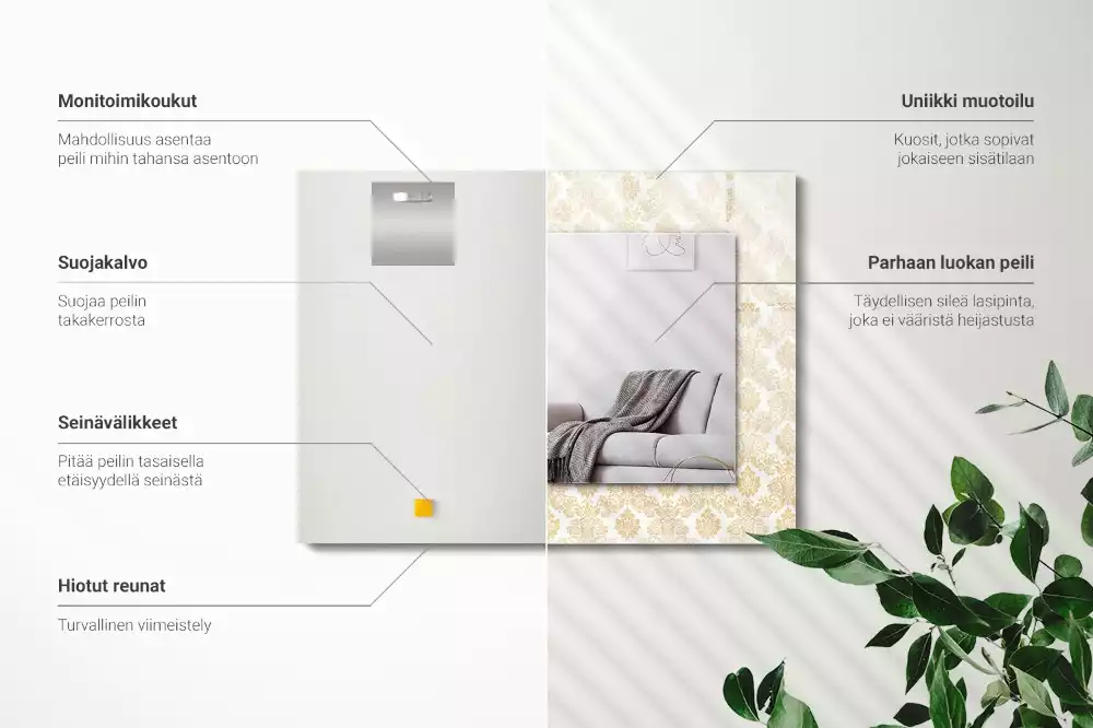 Miroir avec imprimé rectangulaire Ornements jaunes