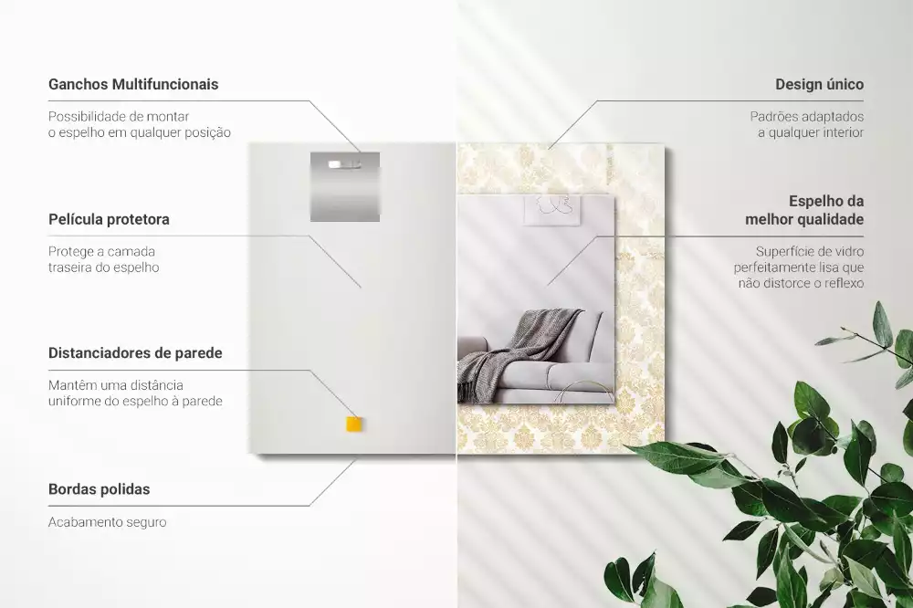 Miroir avec imprimé rectangulaire Ornements jaunes