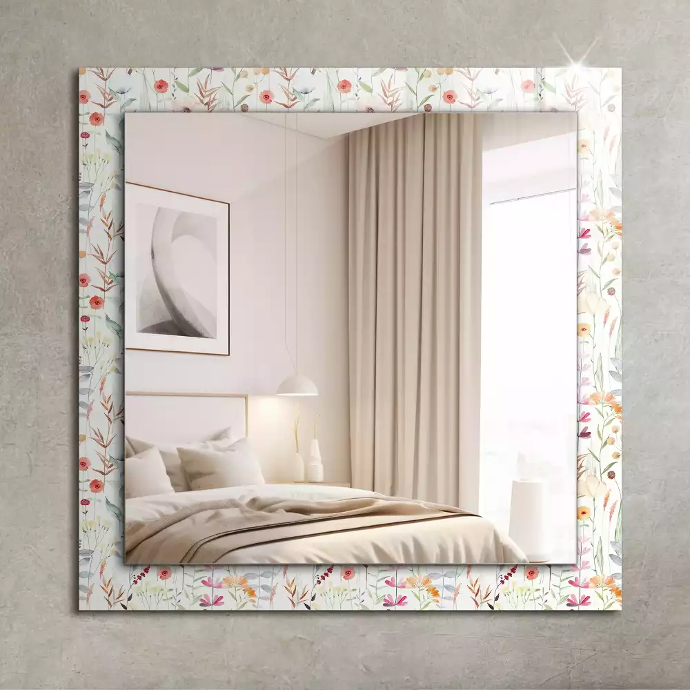 Miroir avec imprimé décoratif rectangulaire Motif floral aquarelle