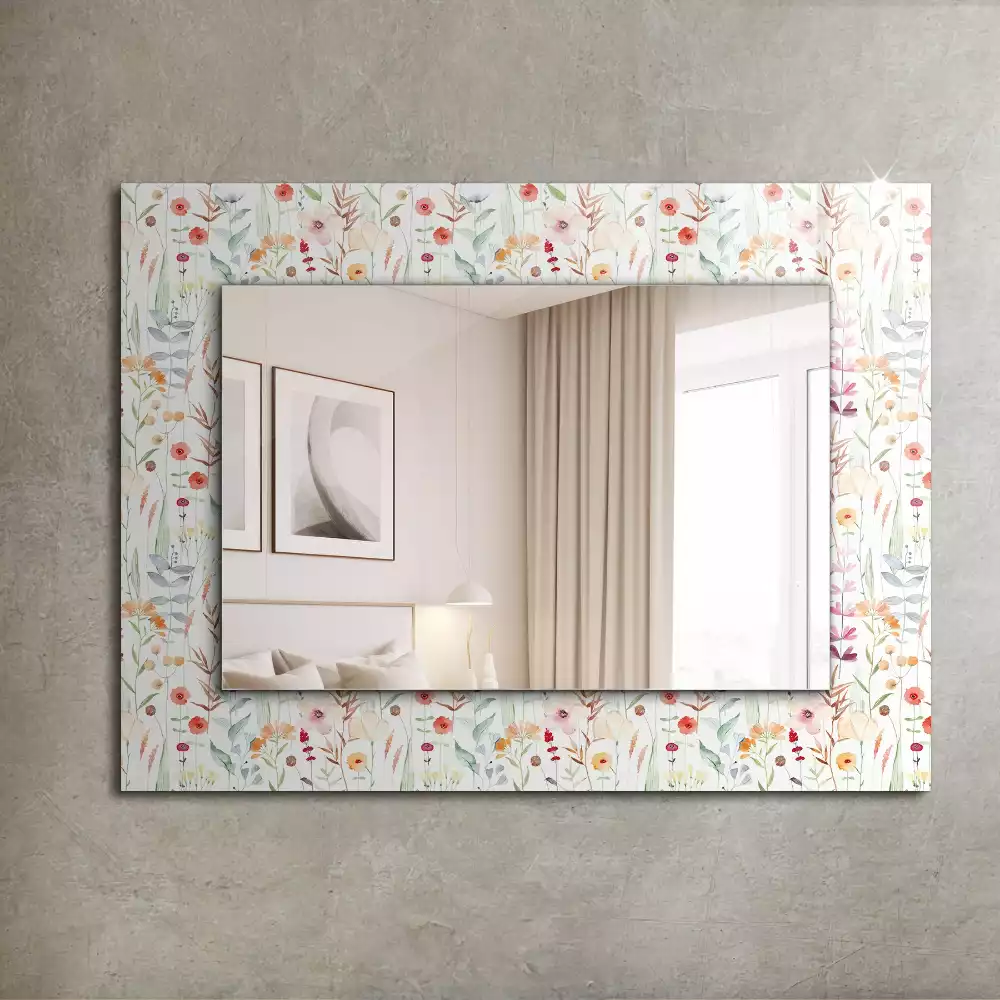 Miroir avec imprimé décoratif rectangulaire Motif floral aquarelle