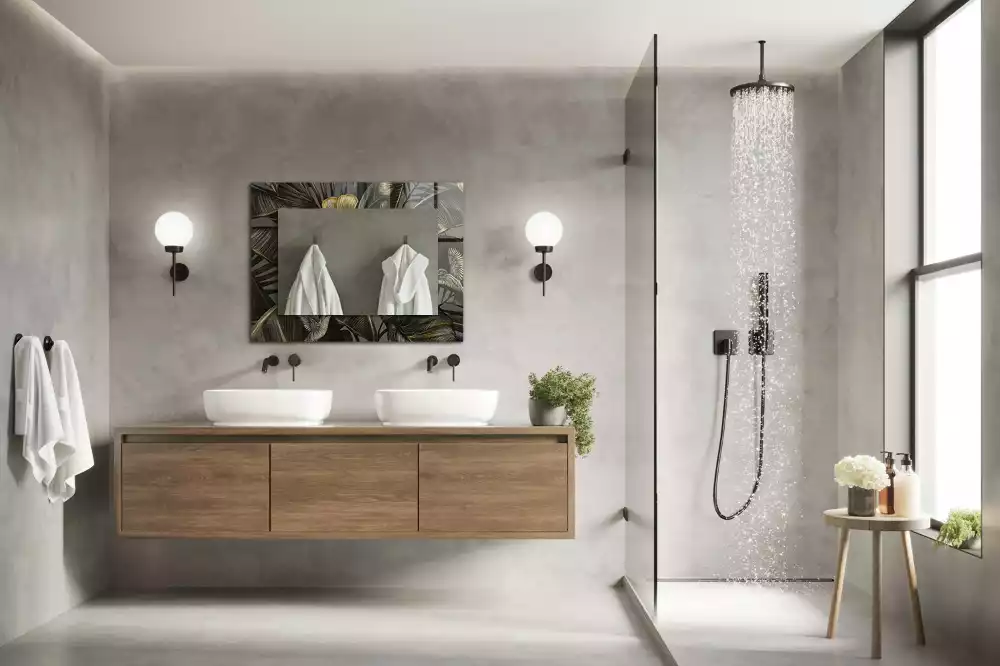 Miroir décoratif rectangulaire Fleurs et colibris