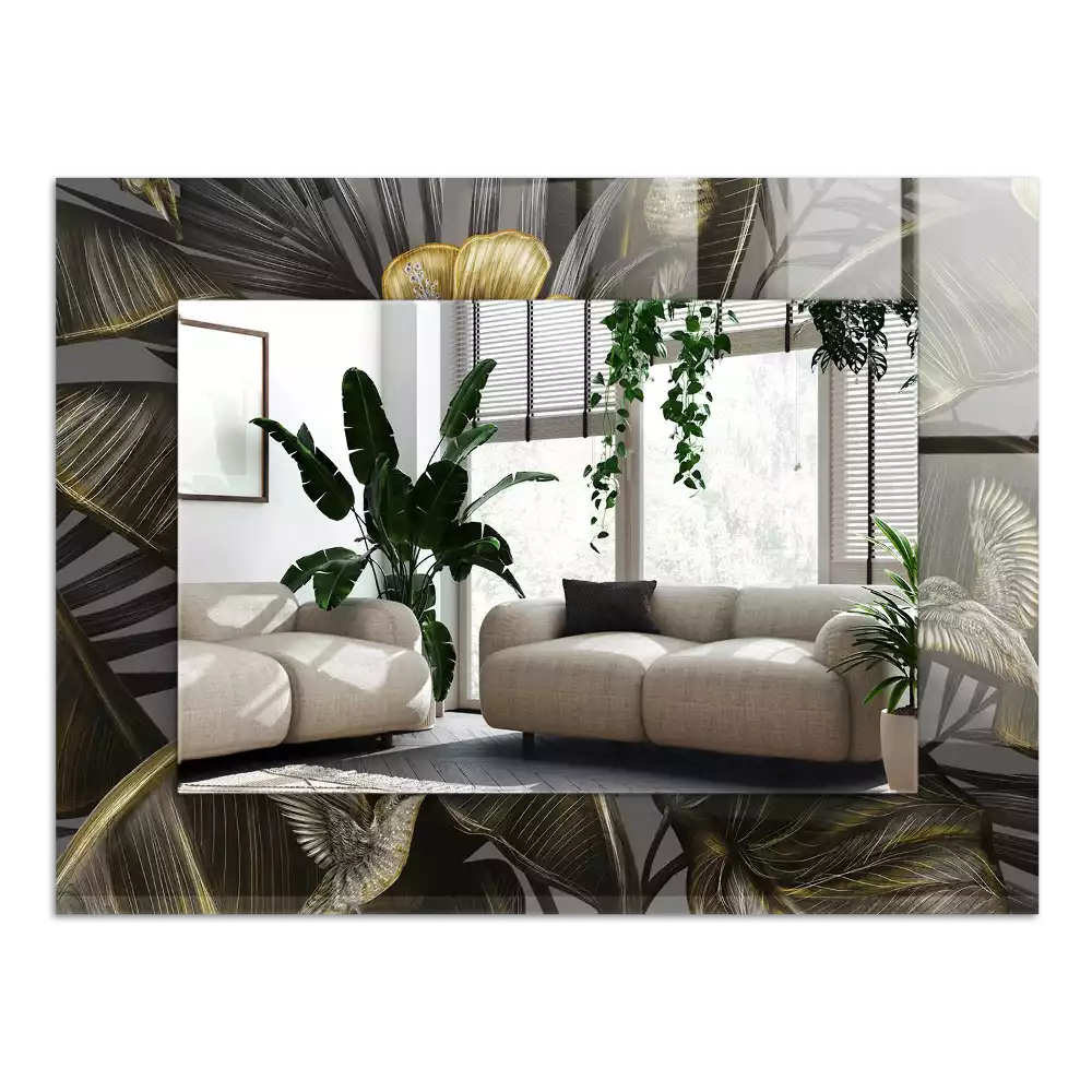 Miroir décoratif rectangulaire Fleurs et colibris