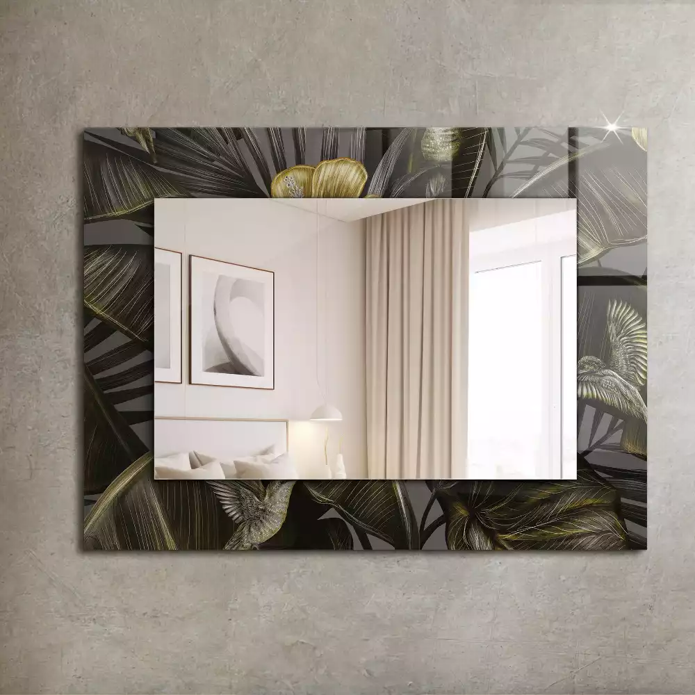 Miroir décoratif rectangulaire Fleurs et colibris