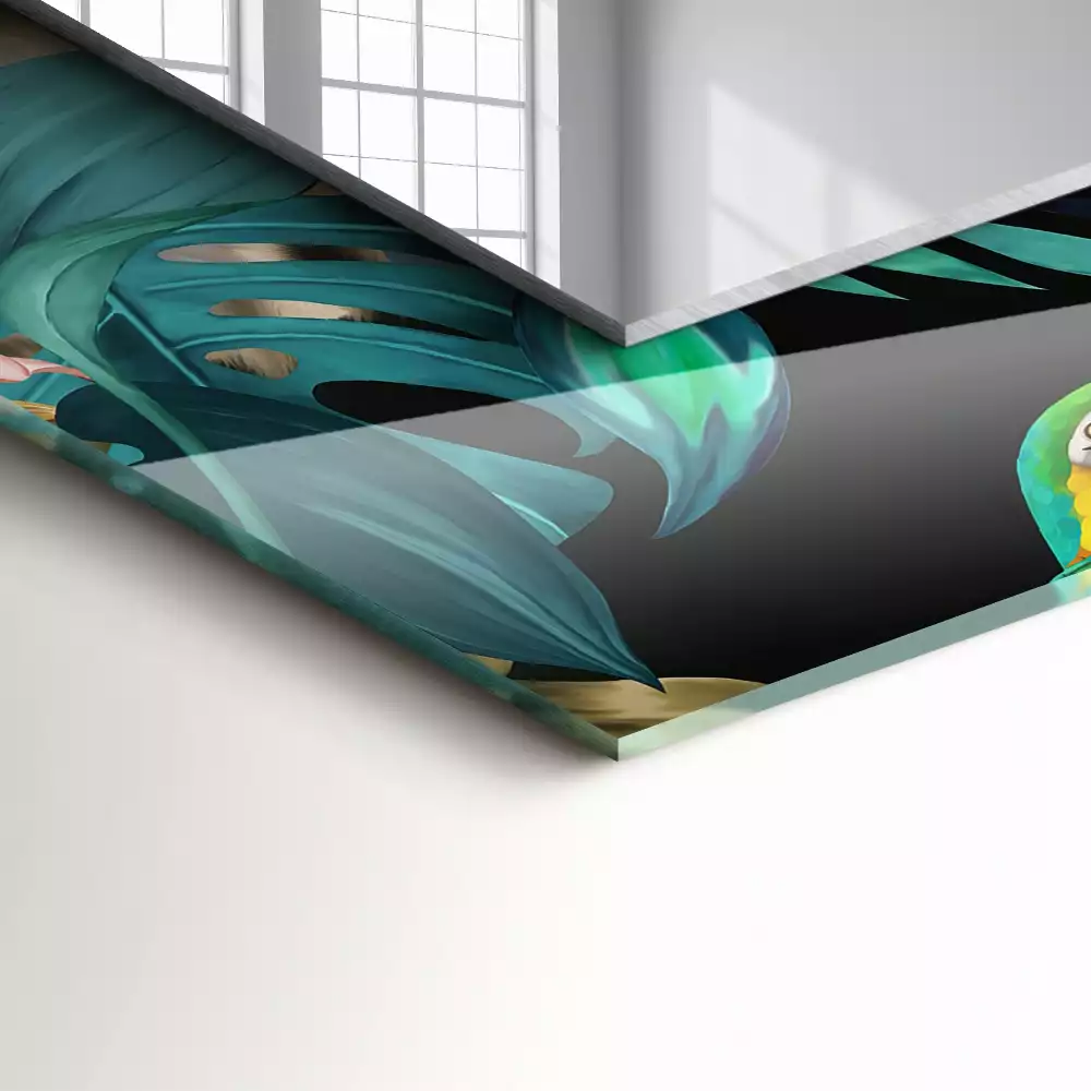 Miroir avec imprimé rectangulaire Tigres perroquets jungle