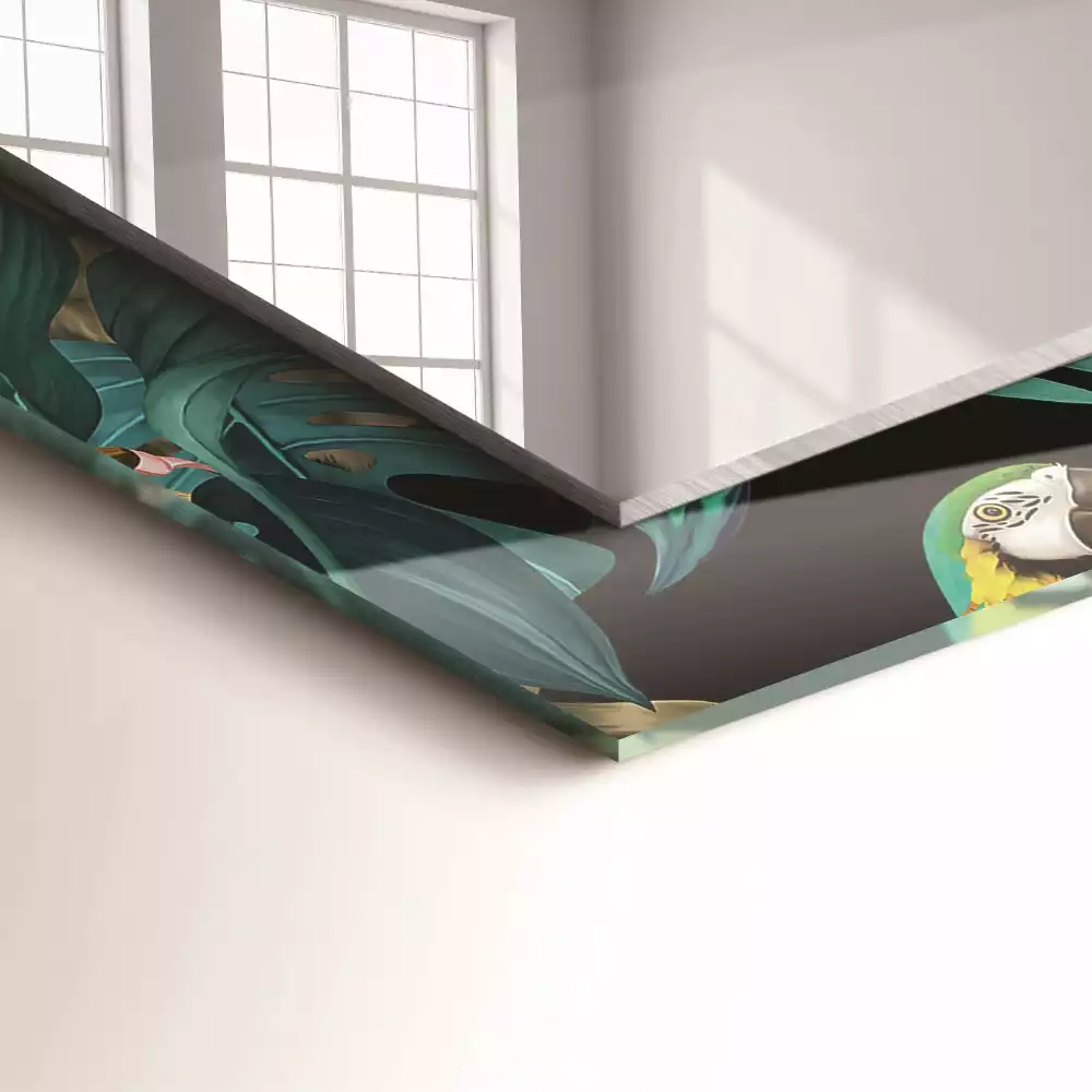 Miroir avec imprimé rectangulaire Tigres perroquets jungle