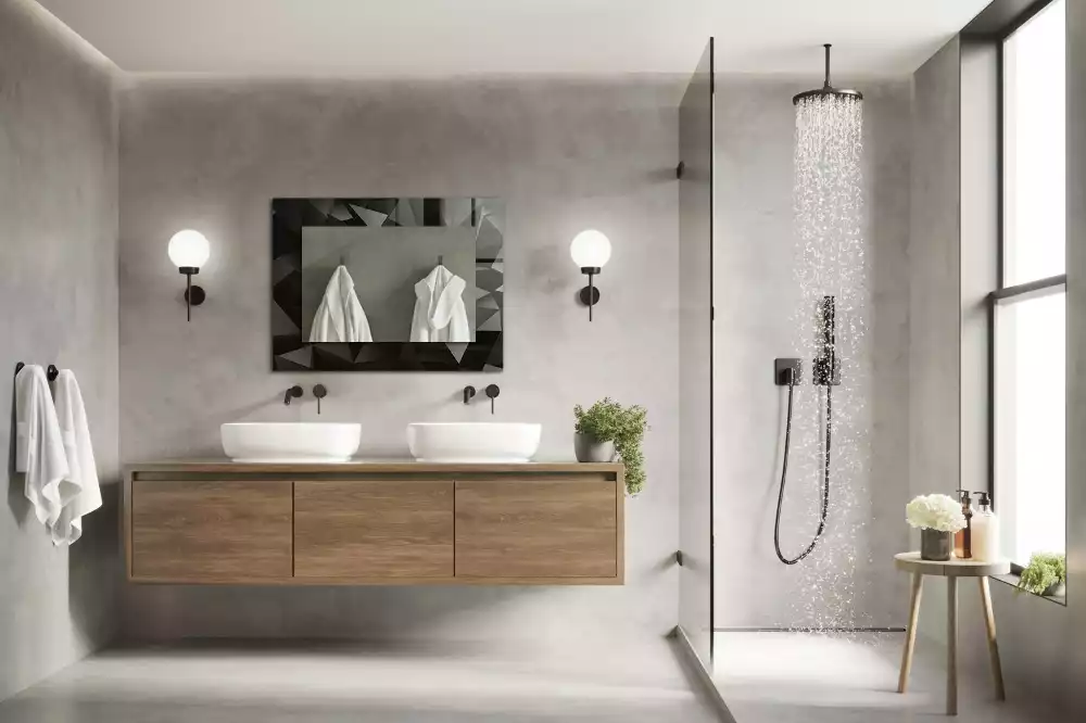 Miroir avec imprimé décoratif rectangulaire Formes géométriques noires