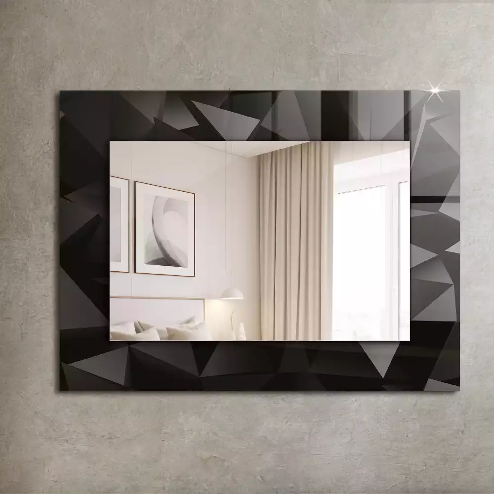 Miroir avec imprimé décoratif rectangulaire Formes géométriques noires