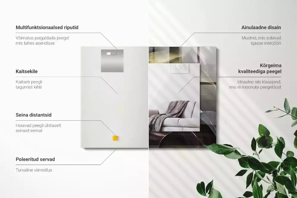 Miroir décoratif rectangulaire Feuilles colorées plante