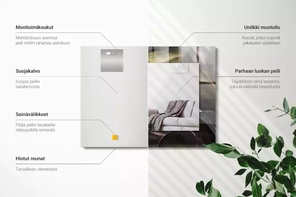 Miroir décoratif rectangulaire Feuilles colorées plante