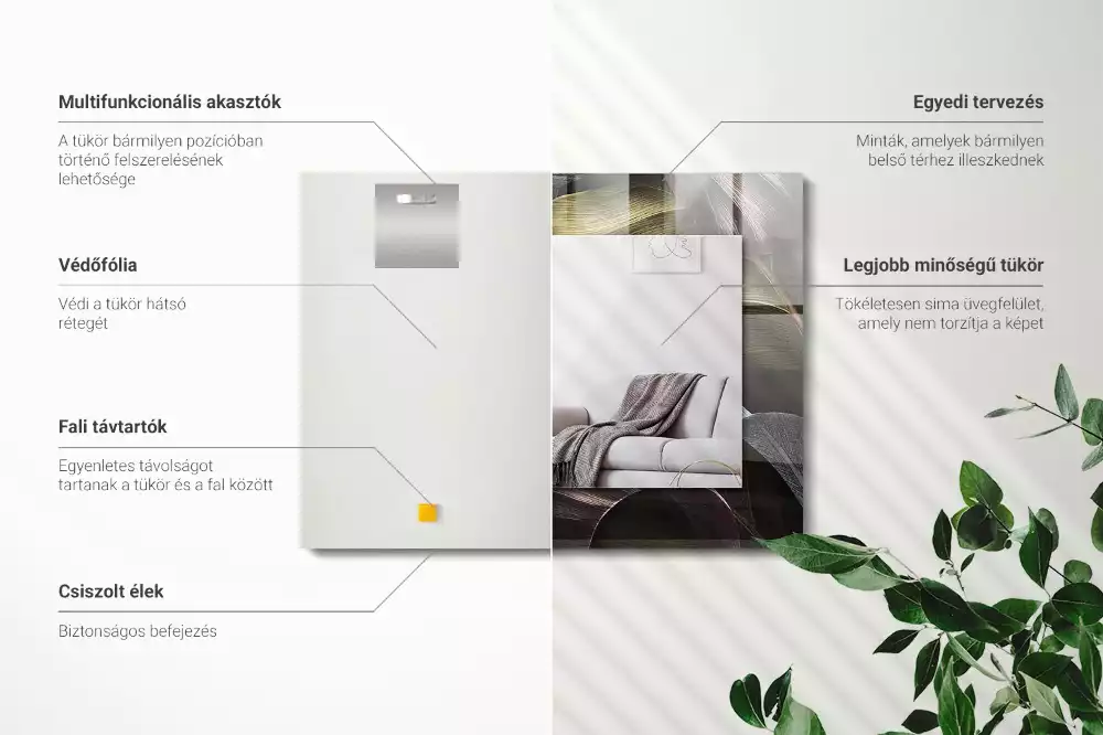 Miroir décoratif rectangulaire Feuilles colorées plante