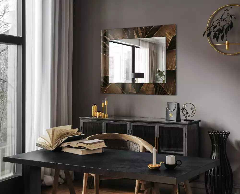 Miroir avec imprimé rectangulaire Feuilles tropicales