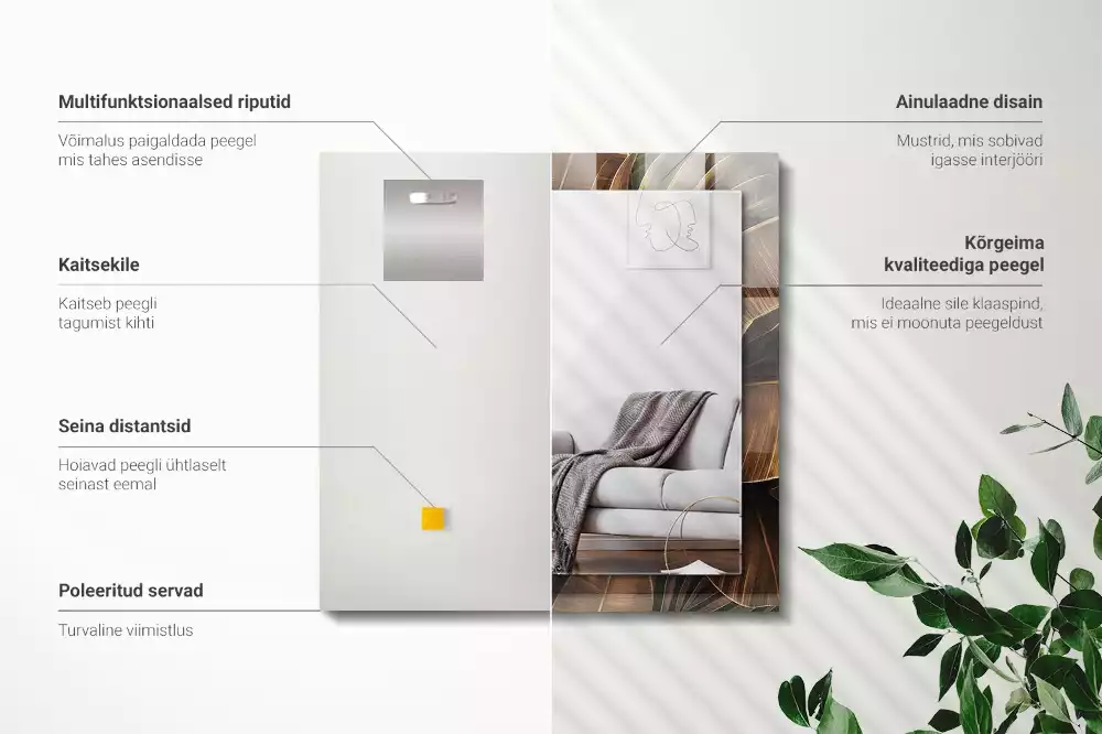 Miroir avec imprimé rectangulaire Feuilles tropicales