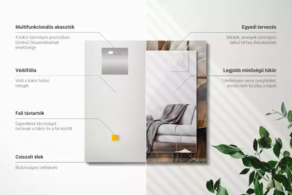 Miroir avec imprimé rectangulaire Feuilles tropicales