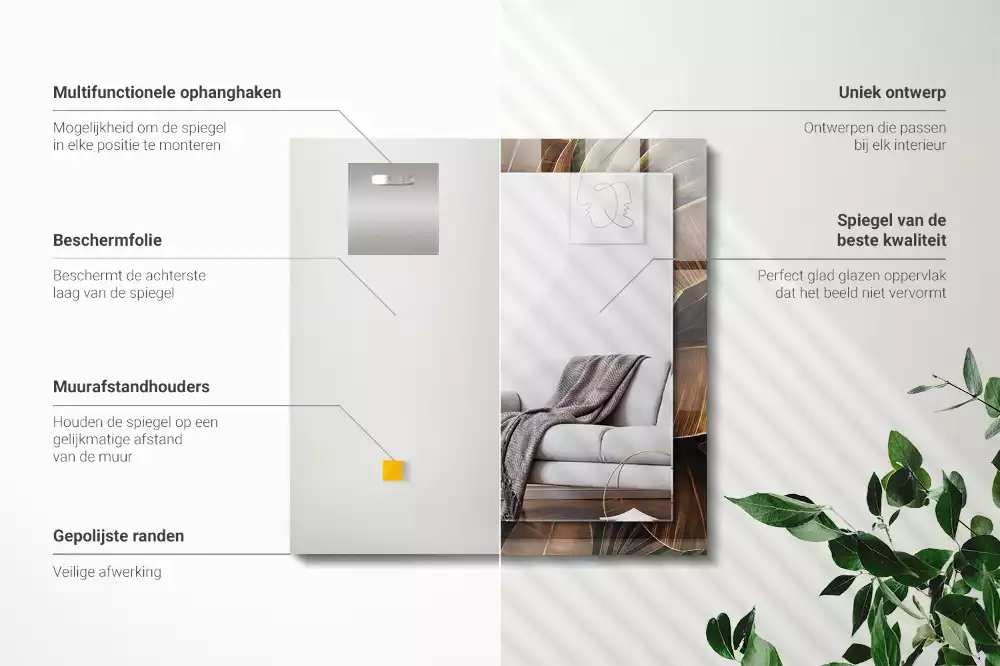 Miroir avec imprimé rectangulaire Feuilles tropicales