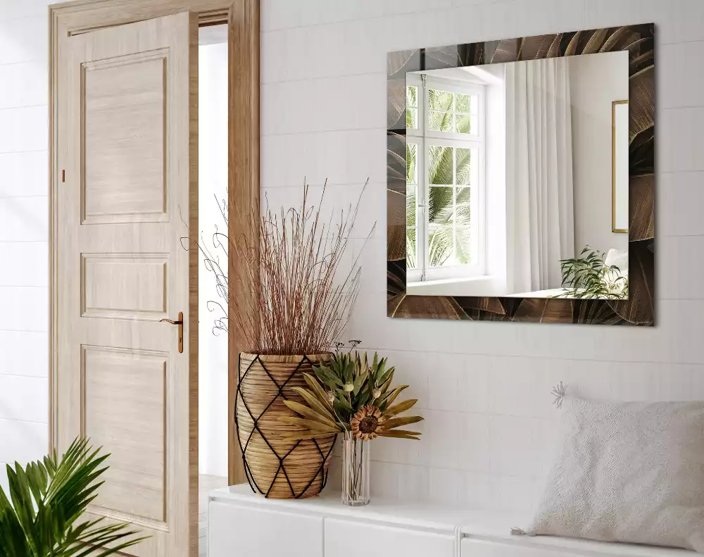 Miroir avec imprimé rectangulaire Feuilles tropicales