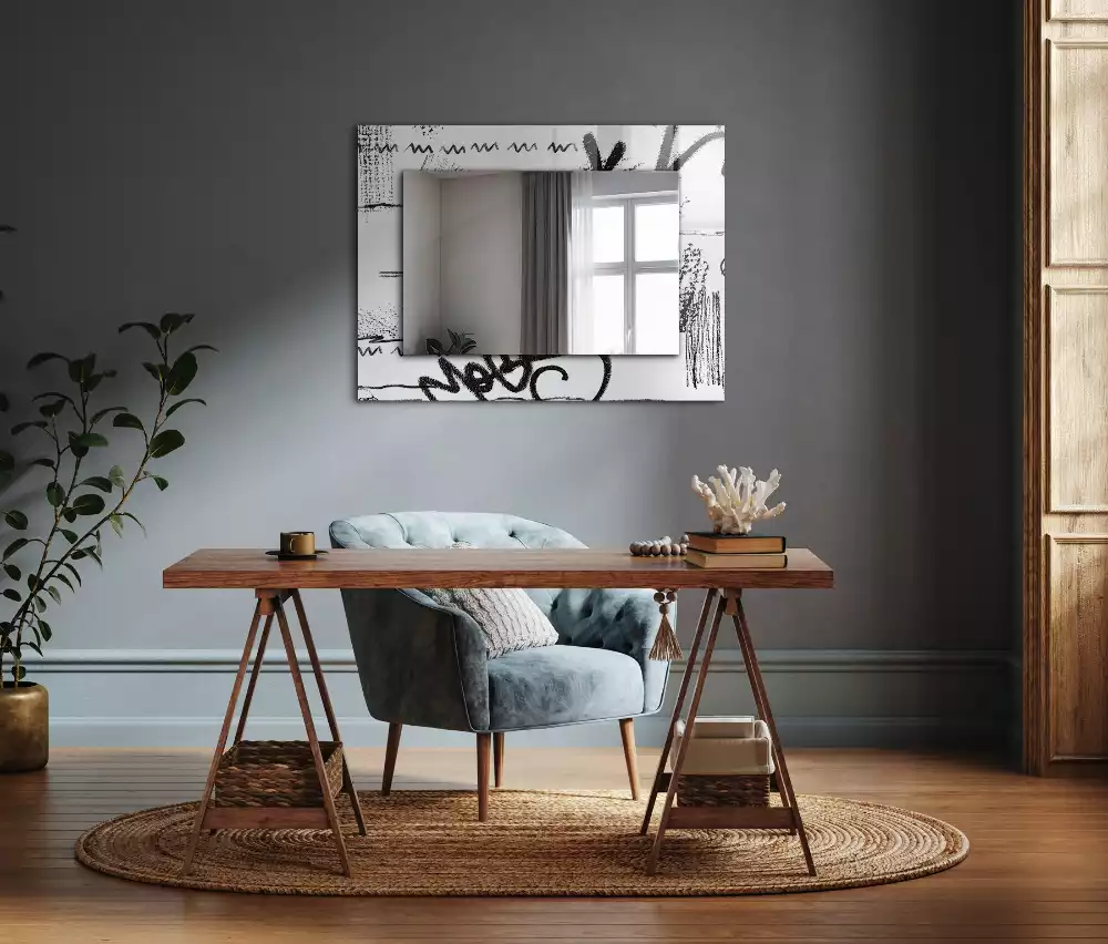 Miroir avec imprimé rectangulaire Motifs abstraits modernes
