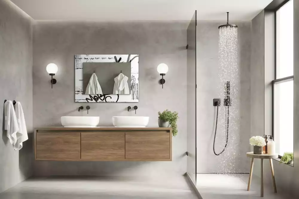 Miroir avec imprimé rectangulaire Motifs abstraits modernes