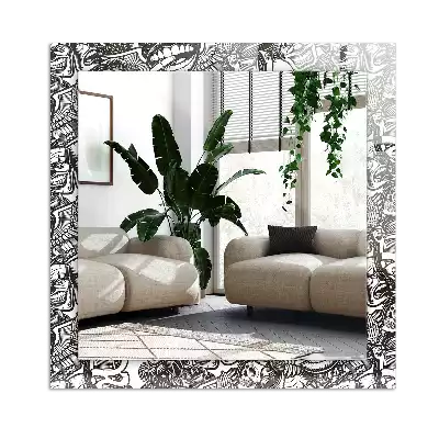 Miroir avec imprimé décoratif rectangulaire Motifs noir et blanc