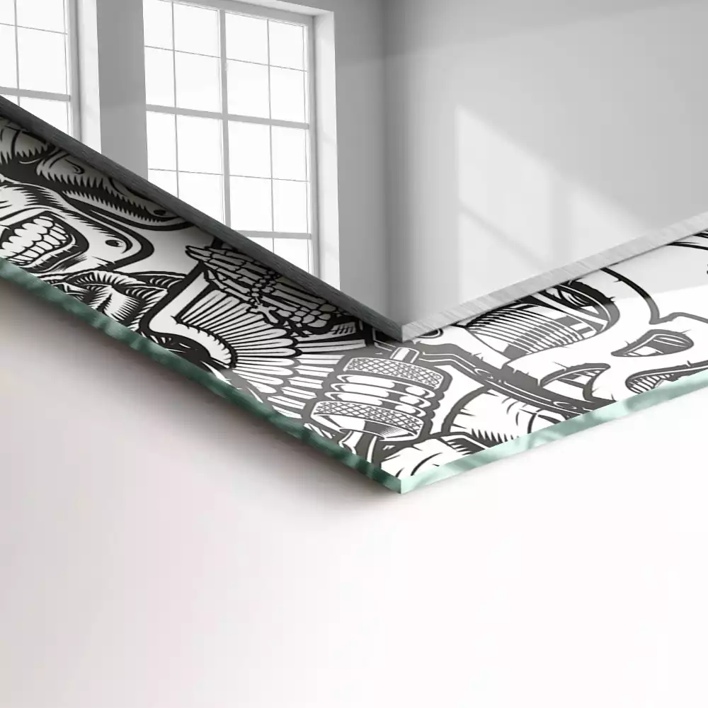 Miroir avec imprimé décoratif rectangulaire Motifs noir et blanc