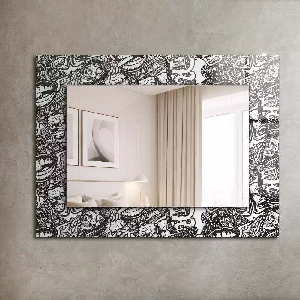 Miroir avec imprimé décoratif rectangulaire Motifs noir et blanc