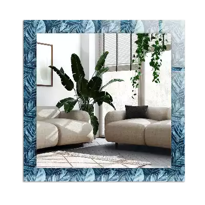 Miroir décoratif rectangulaire Motif feuilles bleues