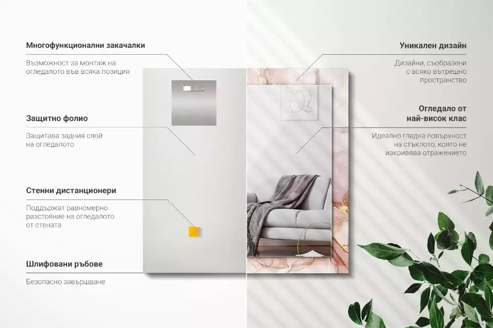 Miroir avec imprimé rectangulaire Art aquarelle abstraite