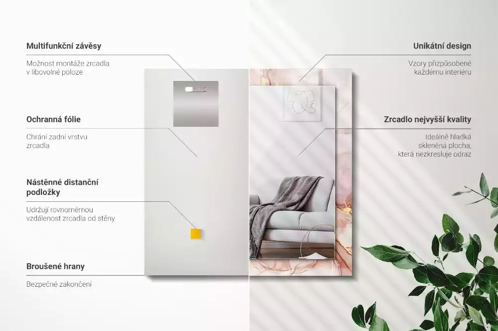 Miroir avec imprimé rectangulaire Art aquarelle abstraite