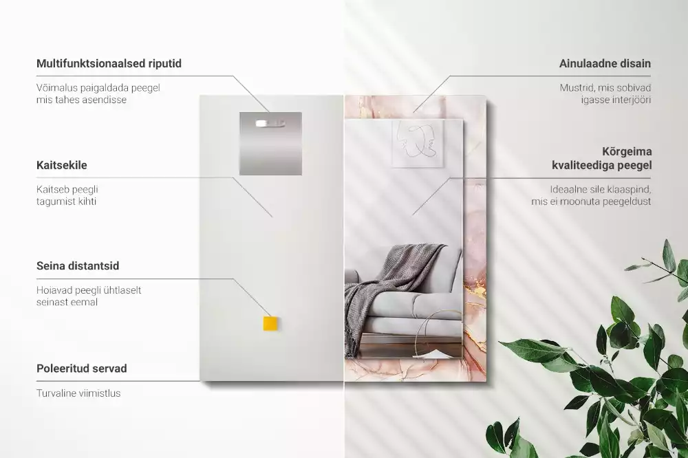 Miroir avec imprimé rectangulaire Art aquarelle abstraite