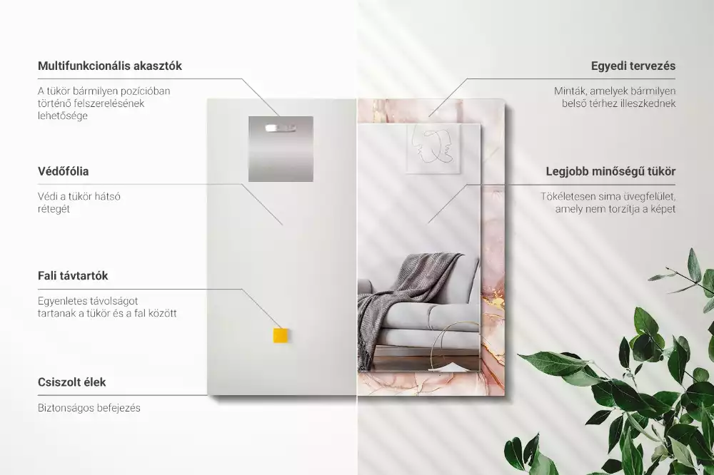 Miroir avec imprimé rectangulaire Art aquarelle abstraite