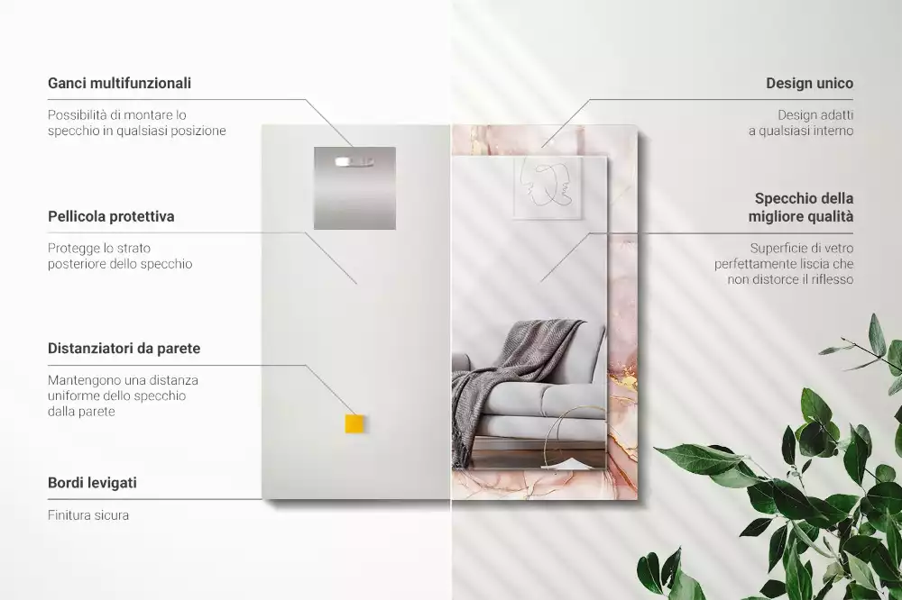 Miroir avec imprimé rectangulaire Art aquarelle abstraite