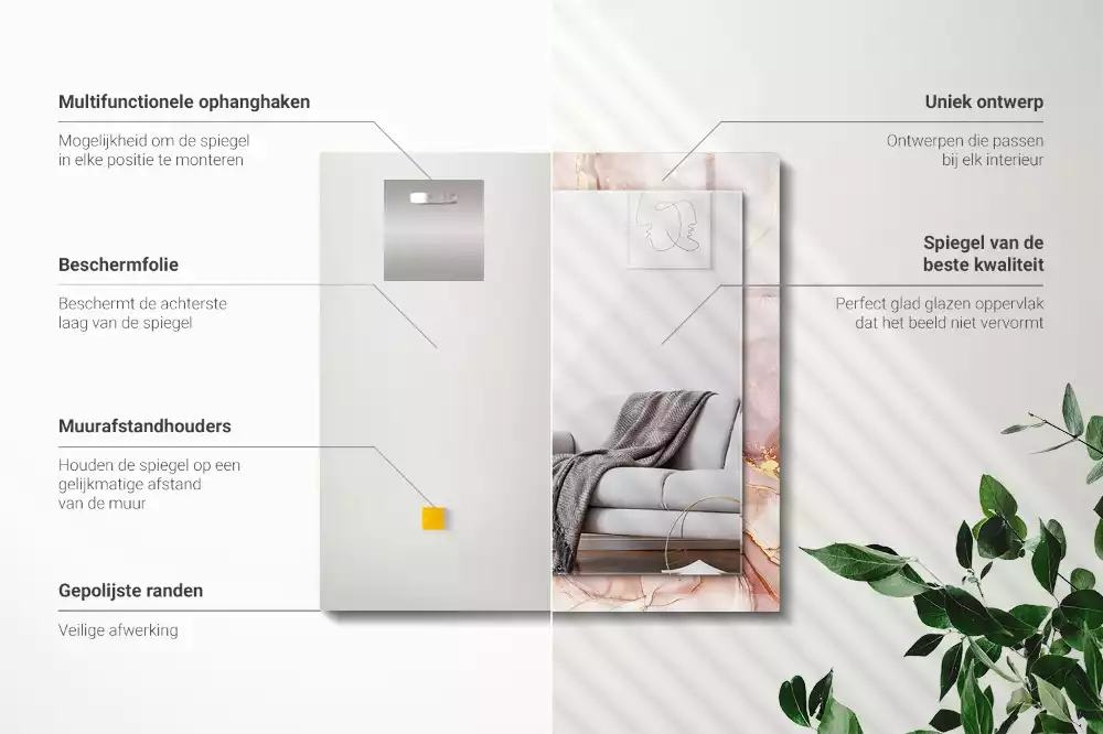 Miroir avec imprimé rectangulaire Art aquarelle abstraite