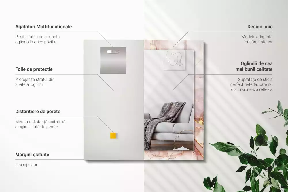 Miroir avec imprimé rectangulaire Art aquarelle abstraite