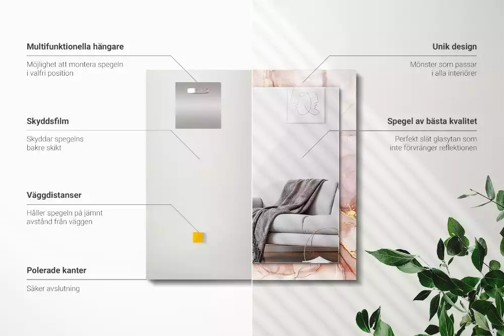 Miroir avec imprimé rectangulaire Art aquarelle abstraite