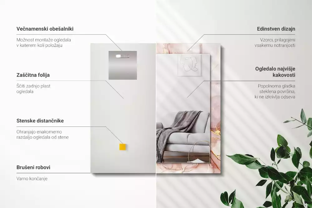 Miroir avec imprimé rectangulaire Art aquarelle abstraite