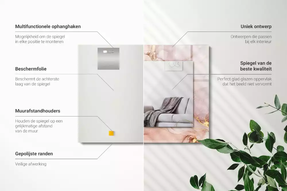 Miroir avec imprimé rectangulaire Art aquarelle abstraite