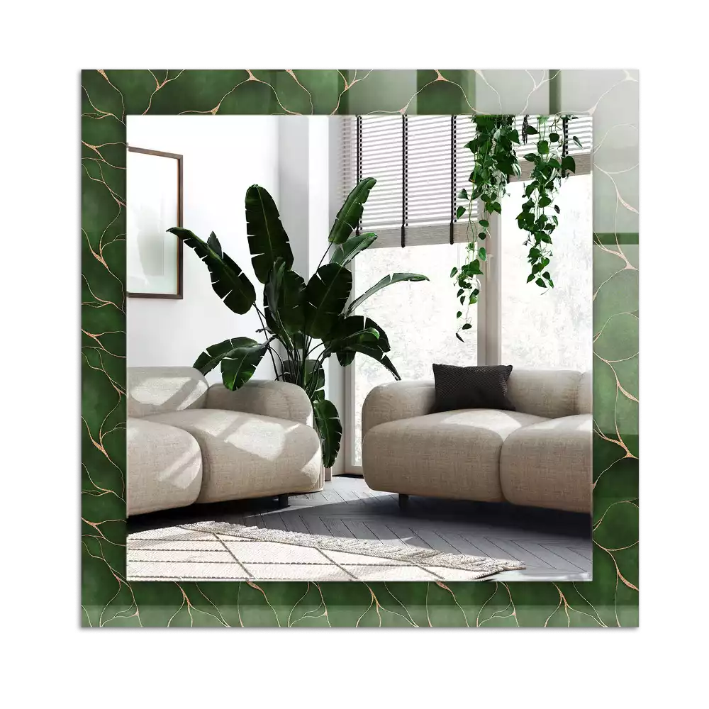 Miroir avec imprimé décoratif rectangulaire Motif feuilles vertes