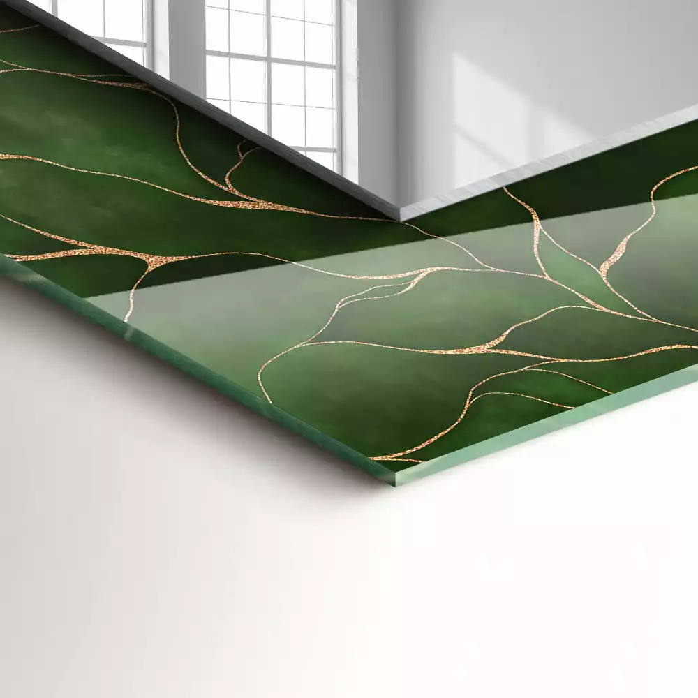 Miroir avec imprimé décoratif rectangulaire Motif feuilles vertes