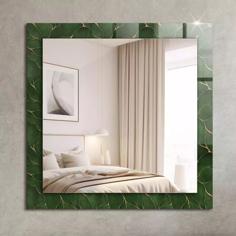 Miroir avec imprimé décoratif rectangulaire Motif feuilles vertes